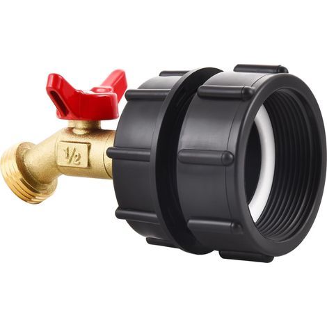 2-zoll-feingewinde-ibc-tankadapter, Ibc-anschluss 60 Mm Mit Npt-außengewinde 1/2" × Ght-außengewinde 3/4", Schlauchverbinder Zur Ersetzung Der