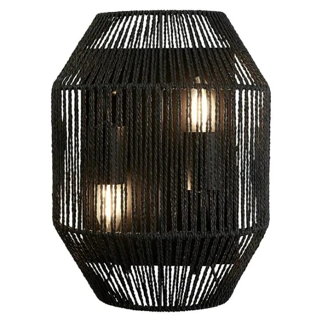Wandleuchte Wandlampe Seil Stahl Schwarz 2-flammig Wohnzimmerleuchte Flurleuchte