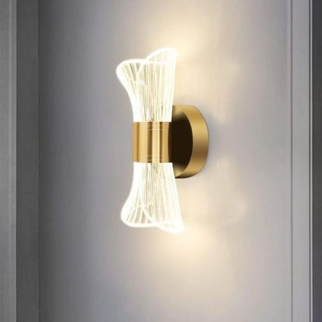 Wandleuchte Für Innenräume Mit Led, Dimmbare Moderne Wandleuchte 12 W, Wandleuchte Aus Metall Und Acryl, Goldene Wandleuchte