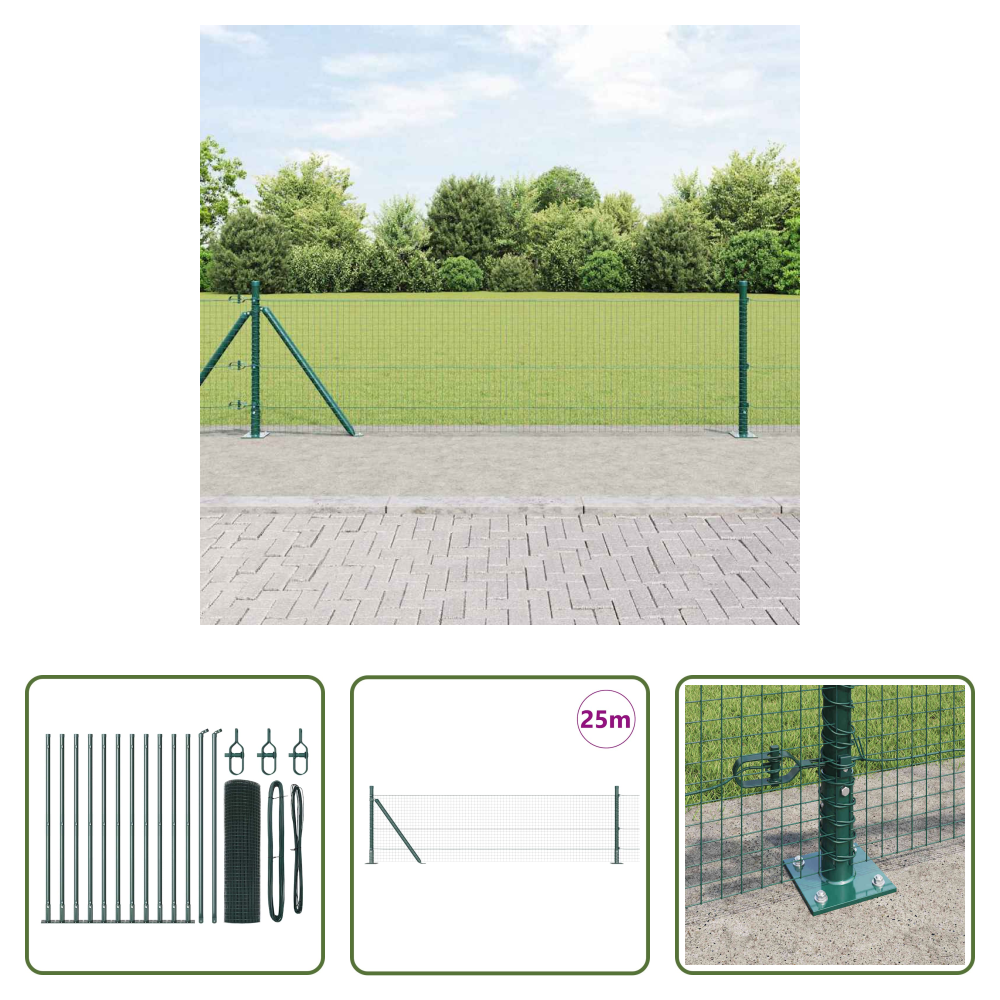 Zaunpfosten - Zaunpfosten Grün 25 X 0,4 M (25 X 25 Mm Netz) Stahl Und Pvc