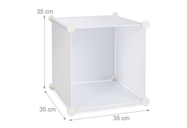 Kleiderschrank Stecksystem Mit 12 Fächern, Großer Garderobenschrank Aus Kunststoff, 145,5 X 145,5 Cm, Weiß - Relaxdays