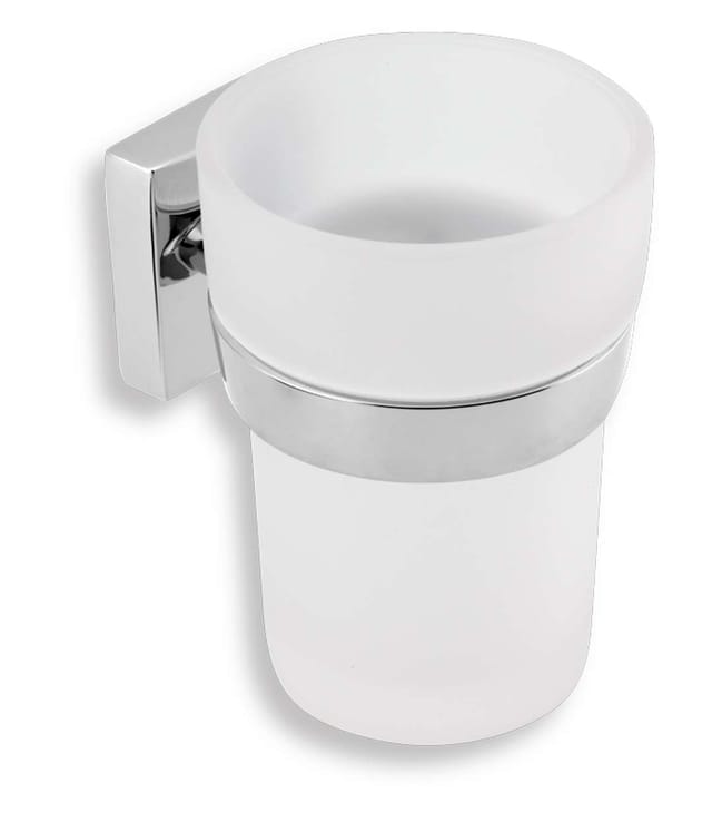 Novaservis - Metalia 12 - Becher Für Zahnpasta Und Zahnbürsten Mit Halter, Glas/chrom 0206,0