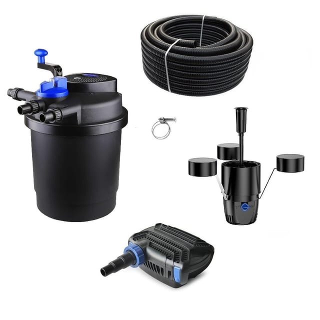 Druckteichfilter Set Cpf 2500 Mit 10w Eco Pumpe 10m Schlauch Externer Skimmer Nr.18