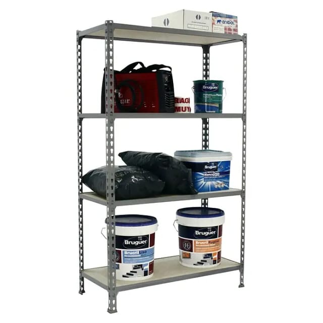 Simonrack Regalsystem Robust Grau Und Holz 4 Ebenen