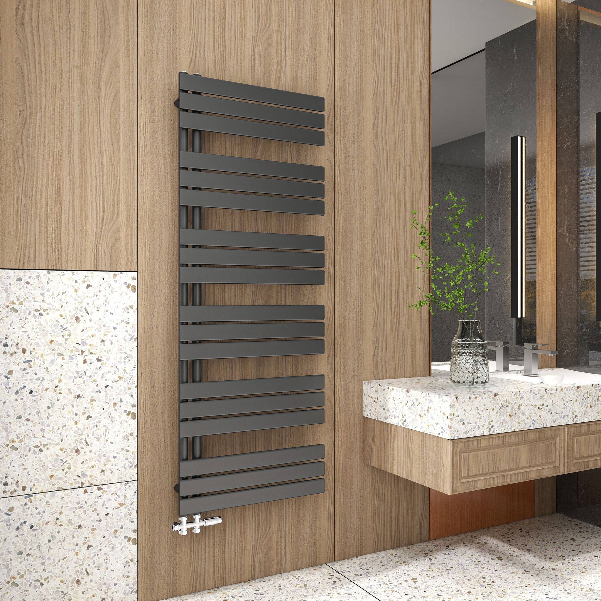 Duschparadies Design Badheizkörper Heizkörper 1599x600mm Flach Paneel Seitenanschlusss Für Badzimmer Anthrazit 1028w