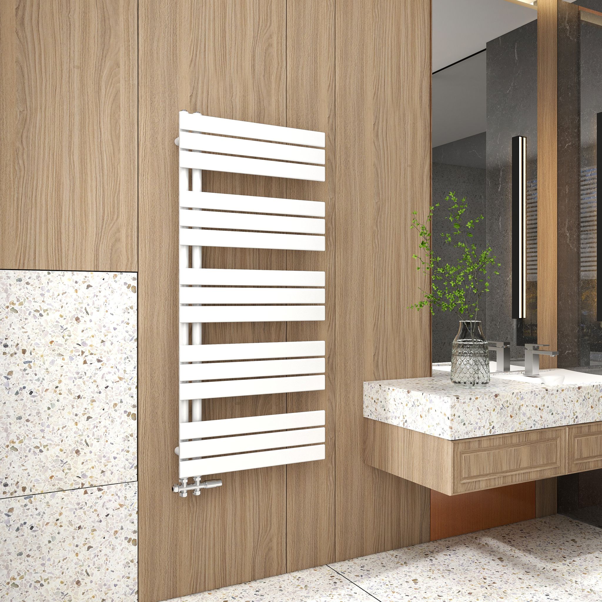 Duschparadies Design Badheizkörper Heizkörper 1320x600mm Flach Paneel Seitenanschlusss Für Badzimmer Weiß 886w