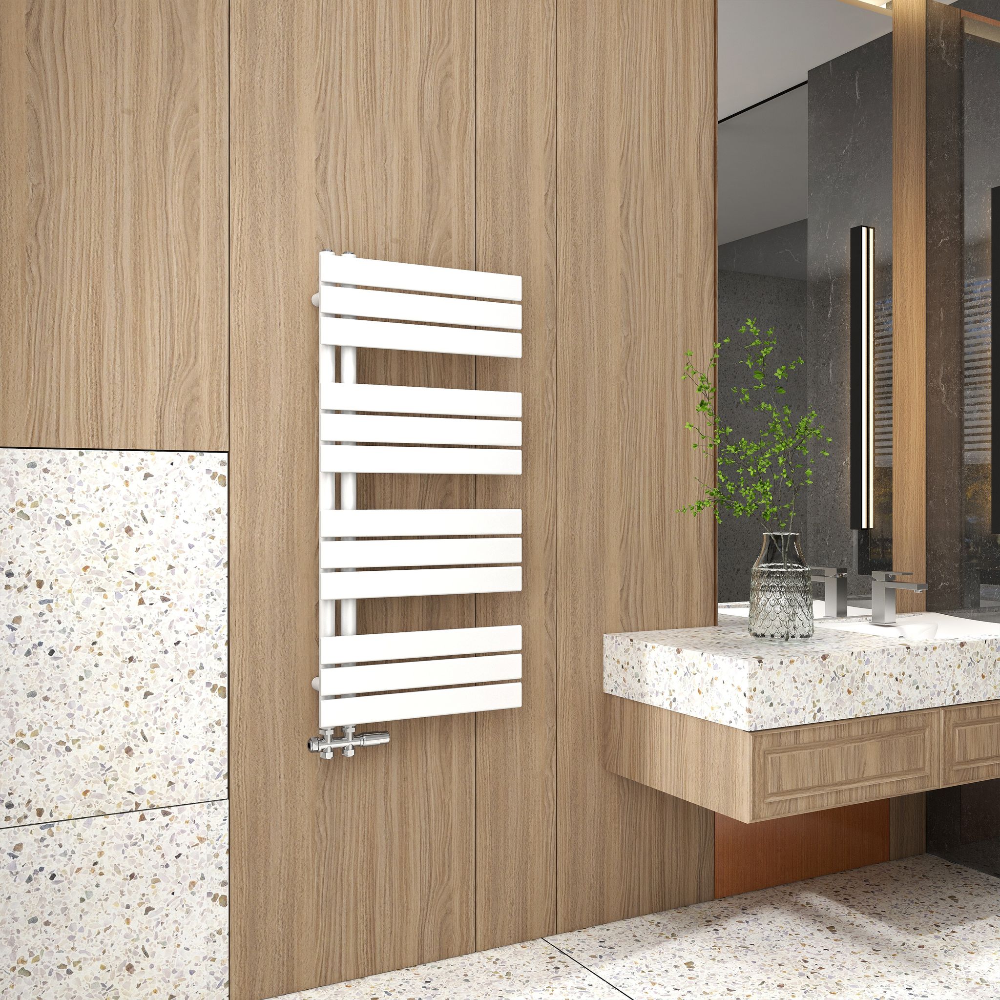 Duschparadies Design Badheizkörper Heizkörper 1042x500mm Flach Paneel Seitenanschlusss Für Badzimmer Weiß 640w