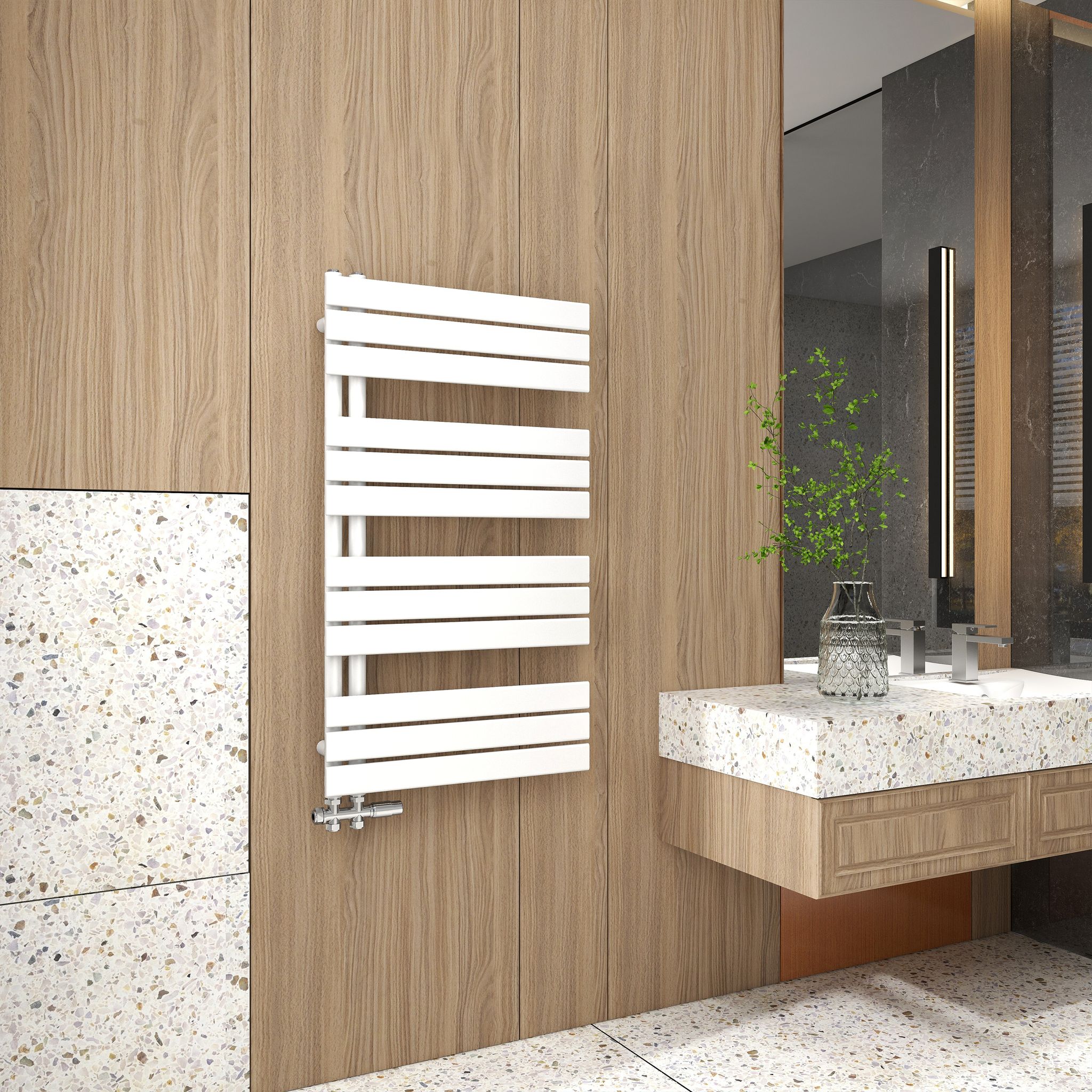 Duschparadies Design Badheizkörper Heizkörper 1042x600mm Flach Paneel Seitenanschlusss Für Badzimmer Weiß 741w