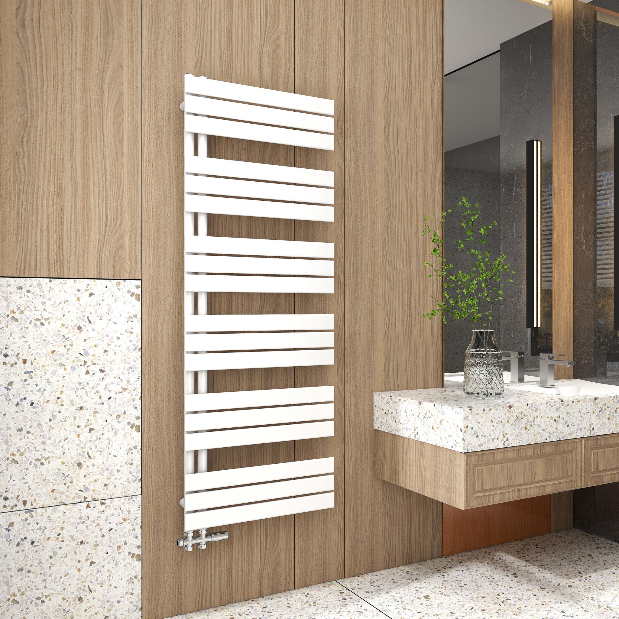 Duschparadies Design Badheizkörper Heizkörper 1599x600mm Flach Paneel Seitenanschlusss Für Badzimmer Weiß 1027w