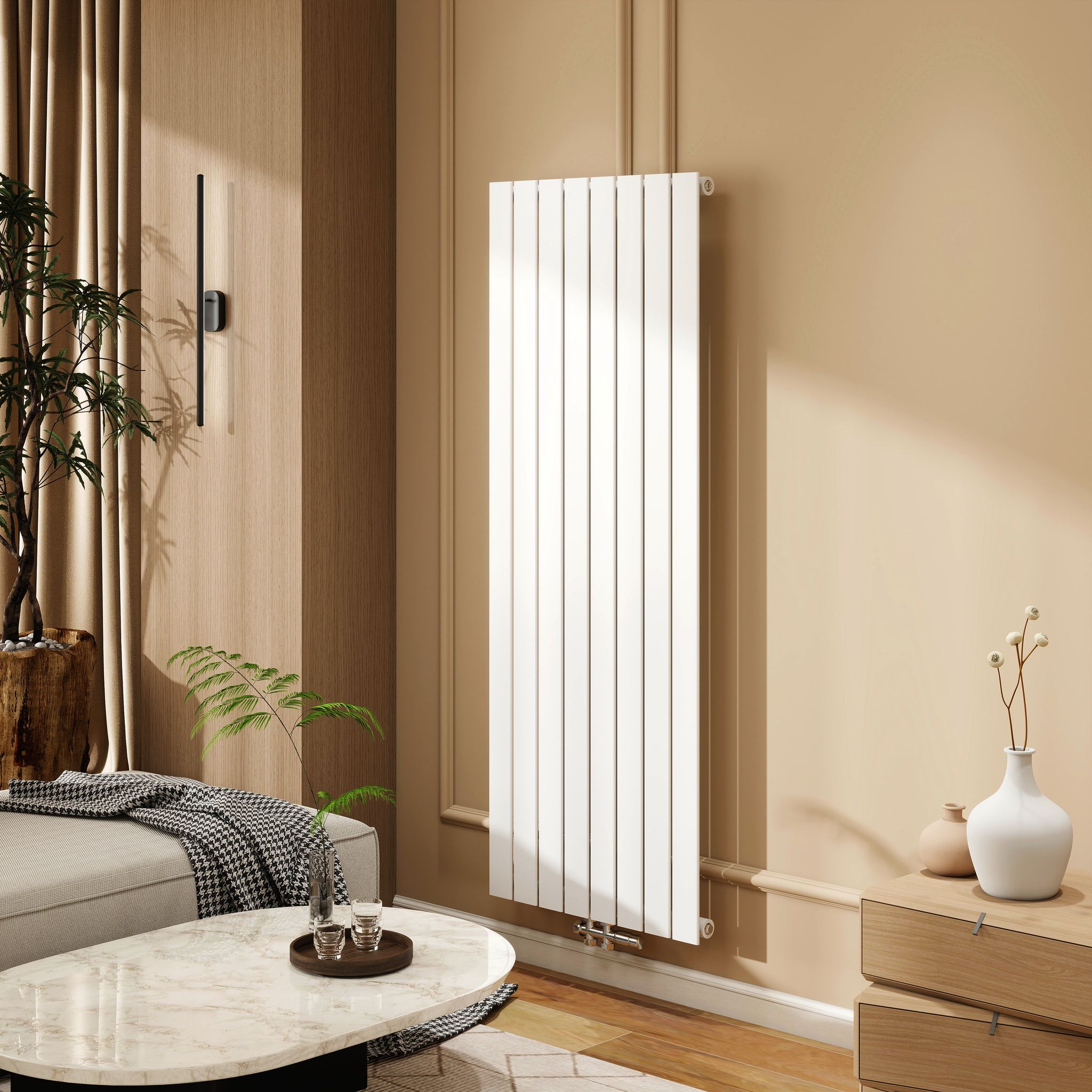 Duschparadies Heizkörper 1600x602mm 1182w, Vertikal Designheizkörper, Einlagig Weiß Flach Mittelanschluss