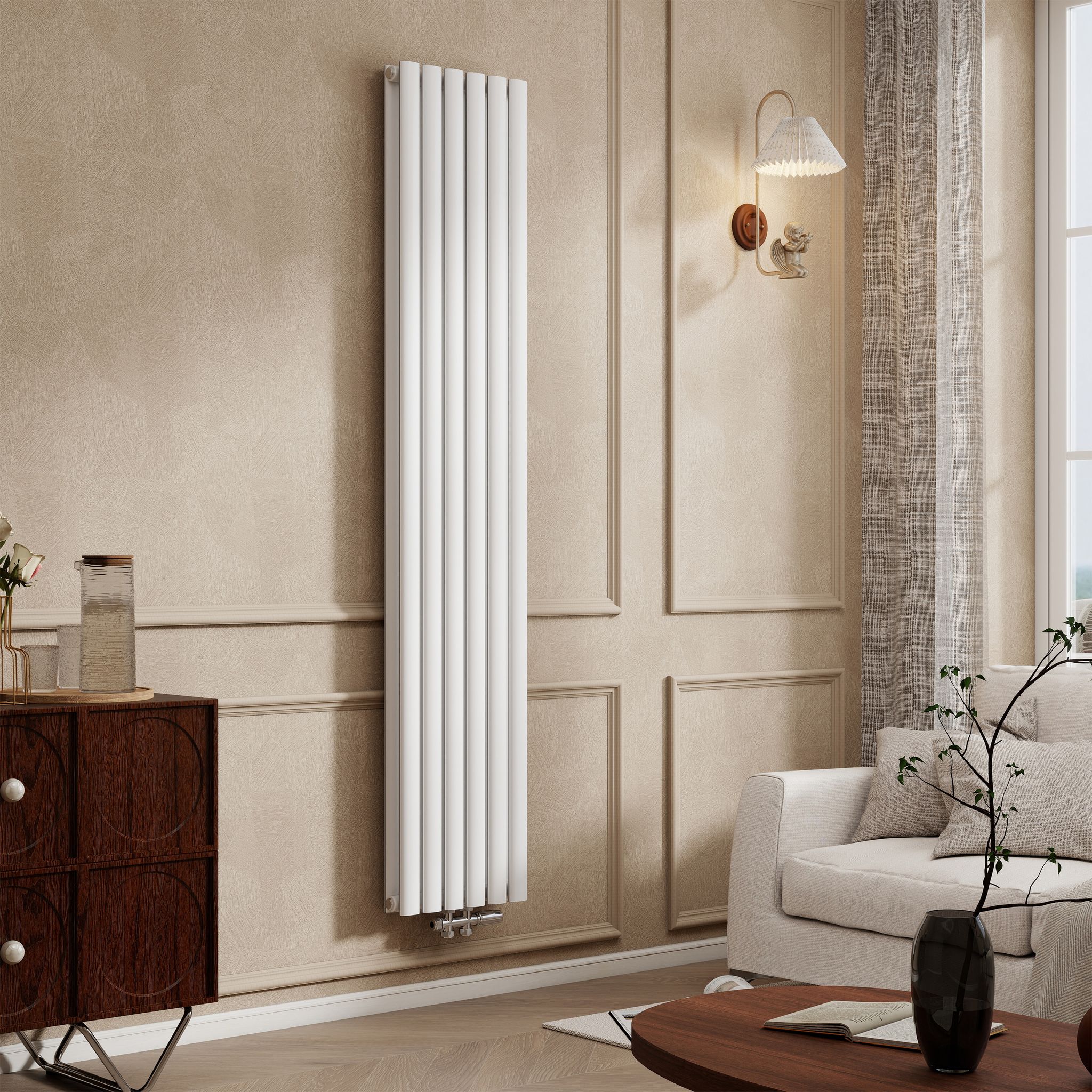Duschparadies Design Heizkörper Röhrenheizkörper 35,4x180cm 1692w Weiß Doppellagig Paneelheizkörper