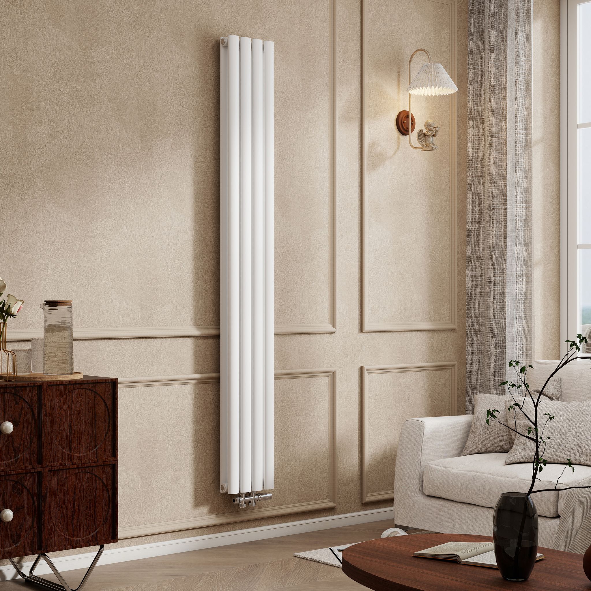 Duschparadies Design Heizkörper Röhrenheizkörper 23,6x180cm 1113w Weiß Doppellagig Paneelheizkörper