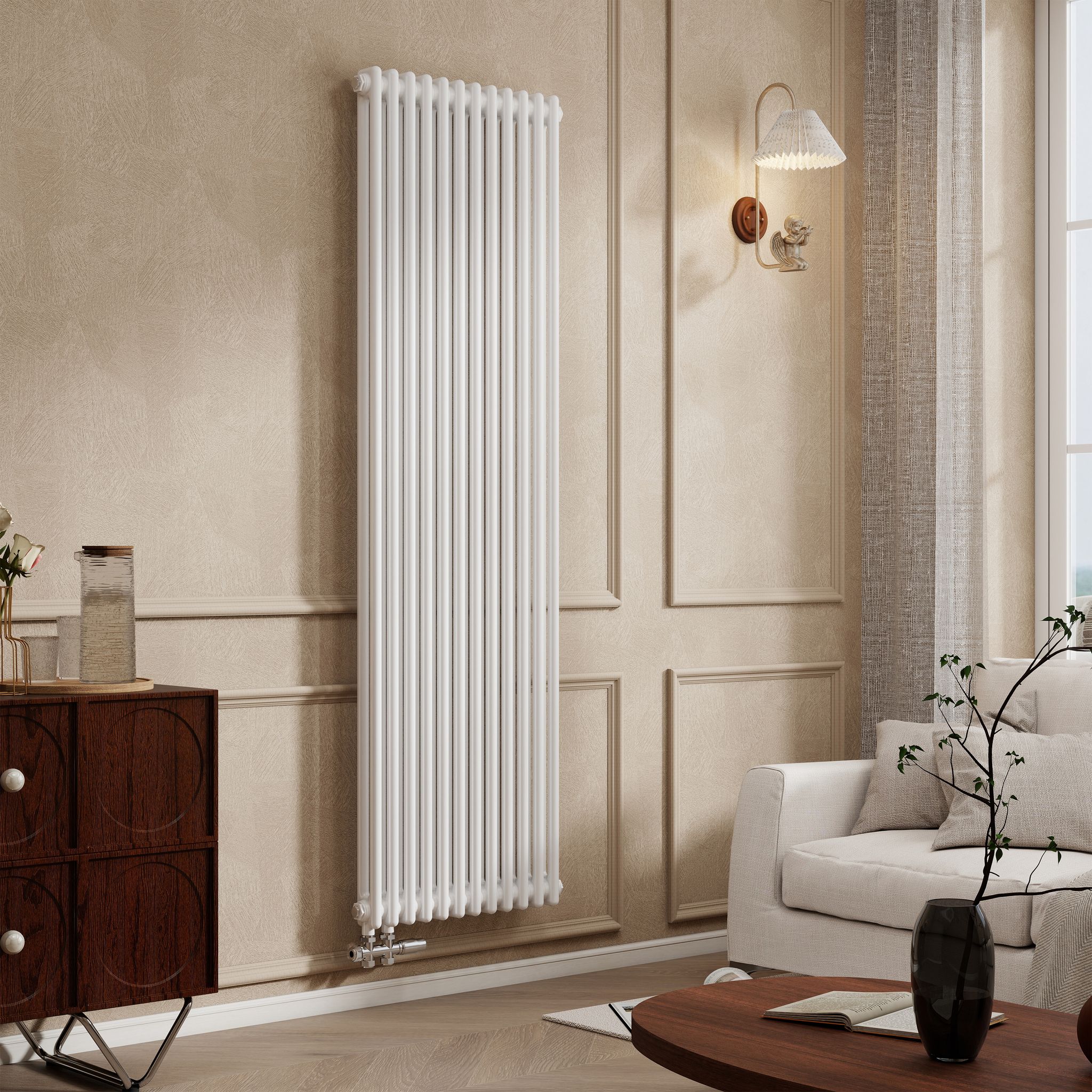 Duschparadies 3 Säulen Traditioneller Heizkörper In Gusseisen-optik 1500x560mm 1886w Für Warmwasserbetrieb Weiß
