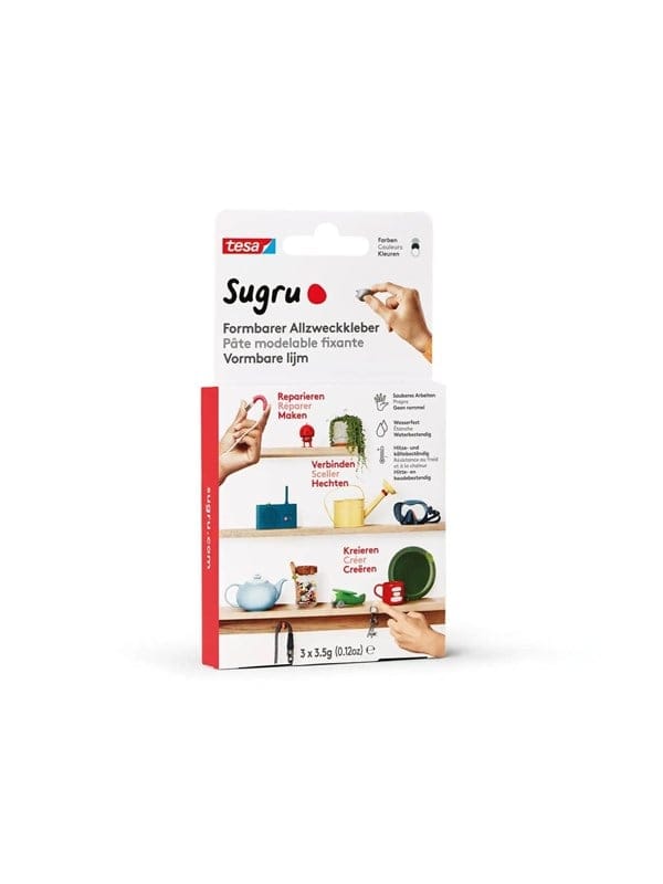 Tesa Sugru - Schwarz 3er Pack - Formbarer Allzweckkleber - Starker Allzweck-klebstoff