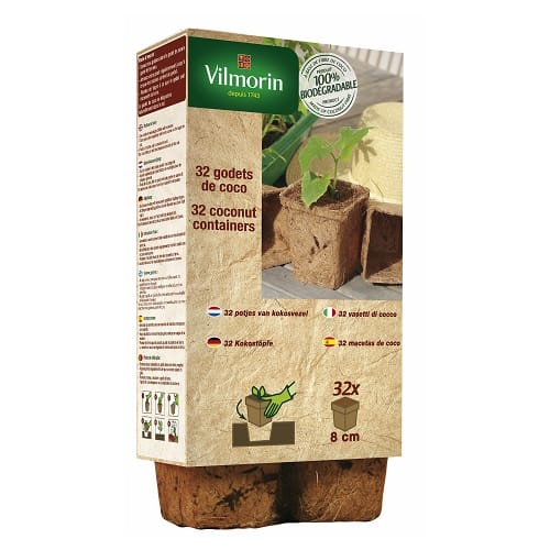 32 Quadratkokosnusstpfe, 8 Cm - Vilmorin