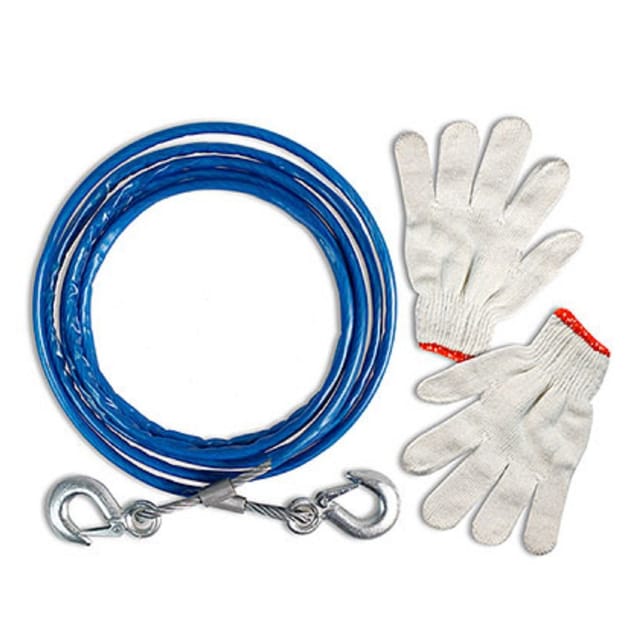 Trade Shop Traesio - Trade Shop - Train Gancy Mit Courda Fune In Acciaio Moschettoni Guanti 10mmx4mt Rimorchio -