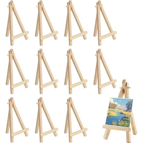 12 Stück Mini-holzstaffelei, 8x15 Cm Mini-präsentationsständer, Faltbare Kleine Staffelei Zum Malen, Holz-dreibeinstativ, Kleine Tisch-staffelei Aus Holz, Holzstaffelei Für Menükarten, Zur Präsentatio