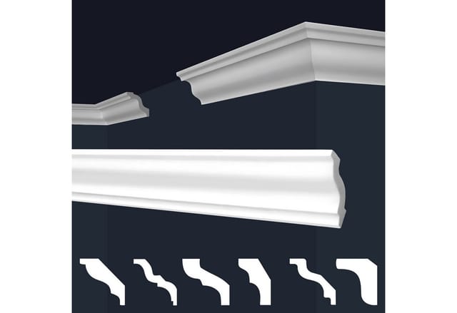 Marbet Design - Stuckleisten Xps Styropor Weiß 2 Meter Deckenleisten Wandleisten E-leisten Modelle: E-5 / 40x45mm, 50 Meter / 25 Leisten