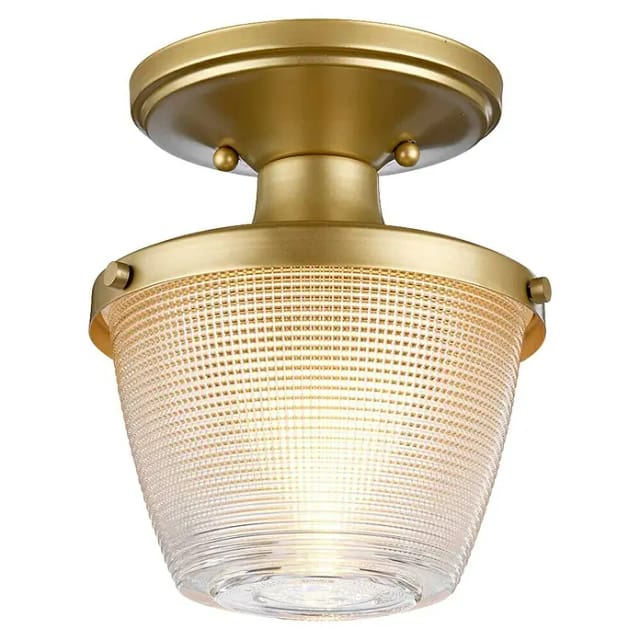 Elstead Dublin 1 Leichte Semi-flush-halterung, Lackiertes Naturmessing, Ip44, E27