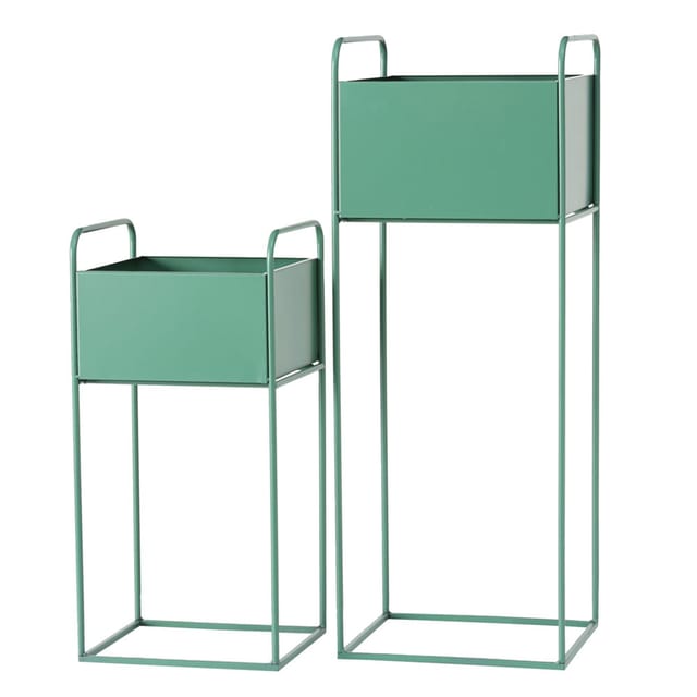 Etc-shop - Blumentopfständer Für Innen Pflanzenständer Blumenständer, Grün Rechteckig, Eisen, H 49/70 Cm, 2er Set