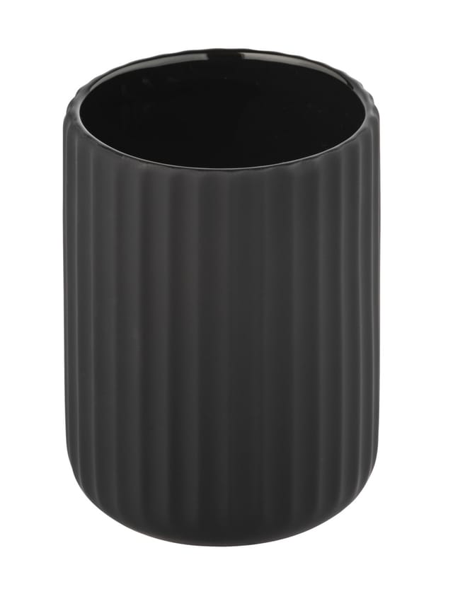 Zahnputzbecher Belluno Schwarz Keramik, Zahnbürstenhalter, Schwarz, Keramik Schwarz Schwarz - Schwarz - Wenko