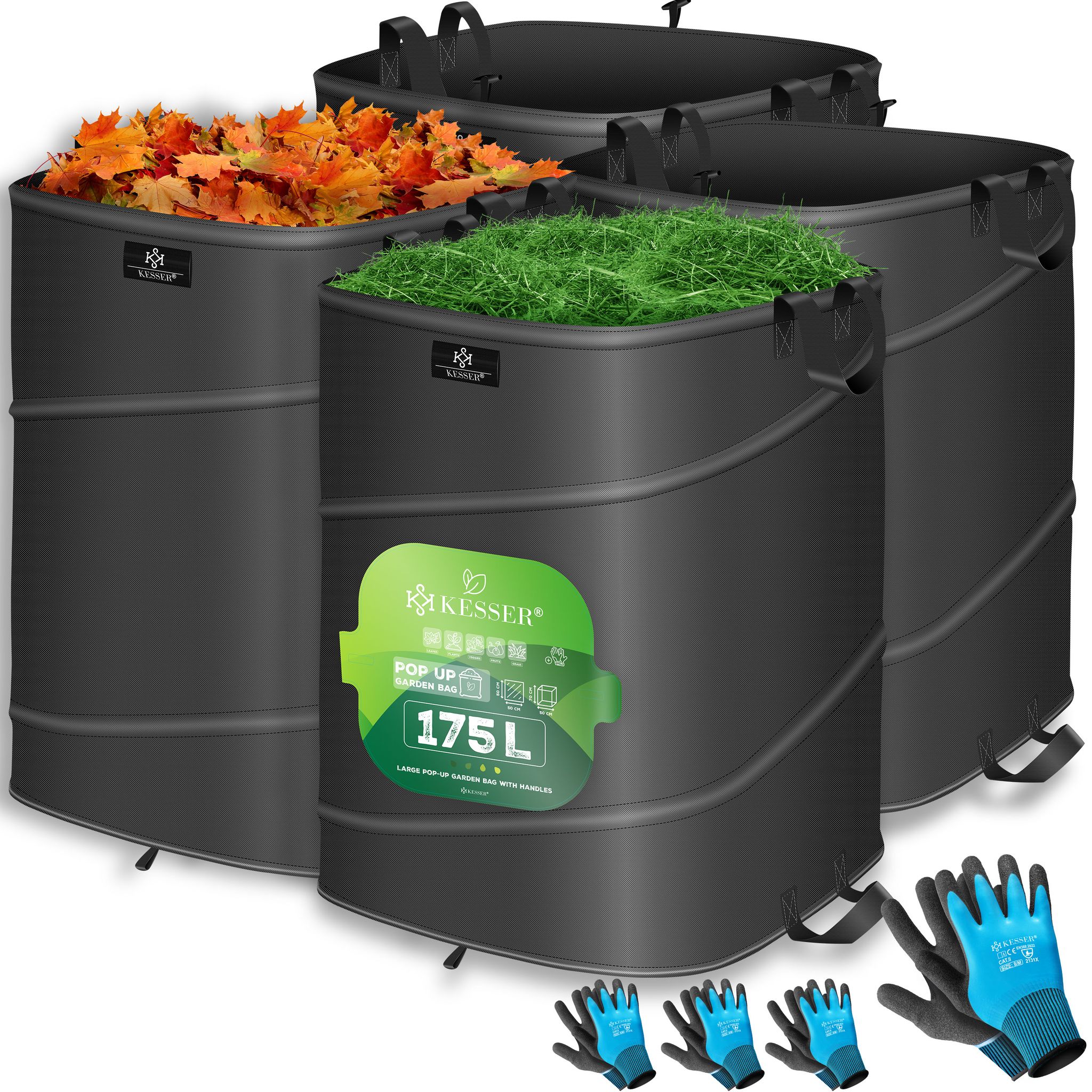 Kesser® Pop-up-gartensack, Selbststehend - 4x 175 L, Anthrazit / Schwarz