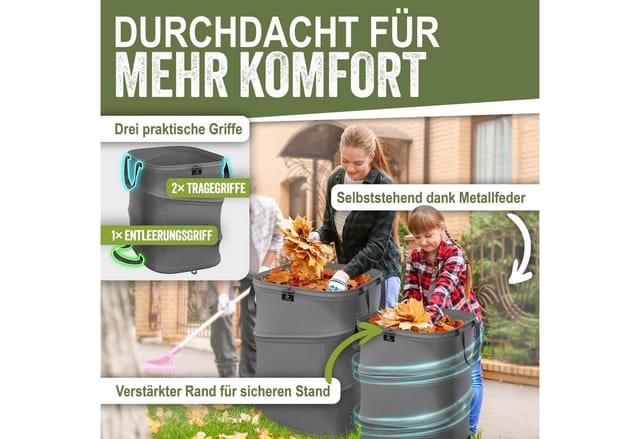 Kesser® Pop-up-gartensack, Selbststehend - 4x 175 L, Anthrazit / Schwarz