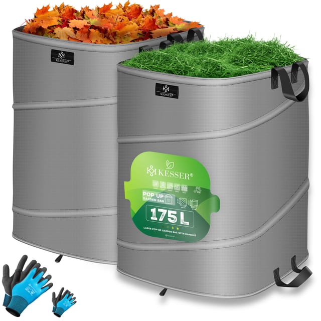 Kesser® Pop-up-gartensack, Selbststehend - 2x 175 L, Grau / Schwarz