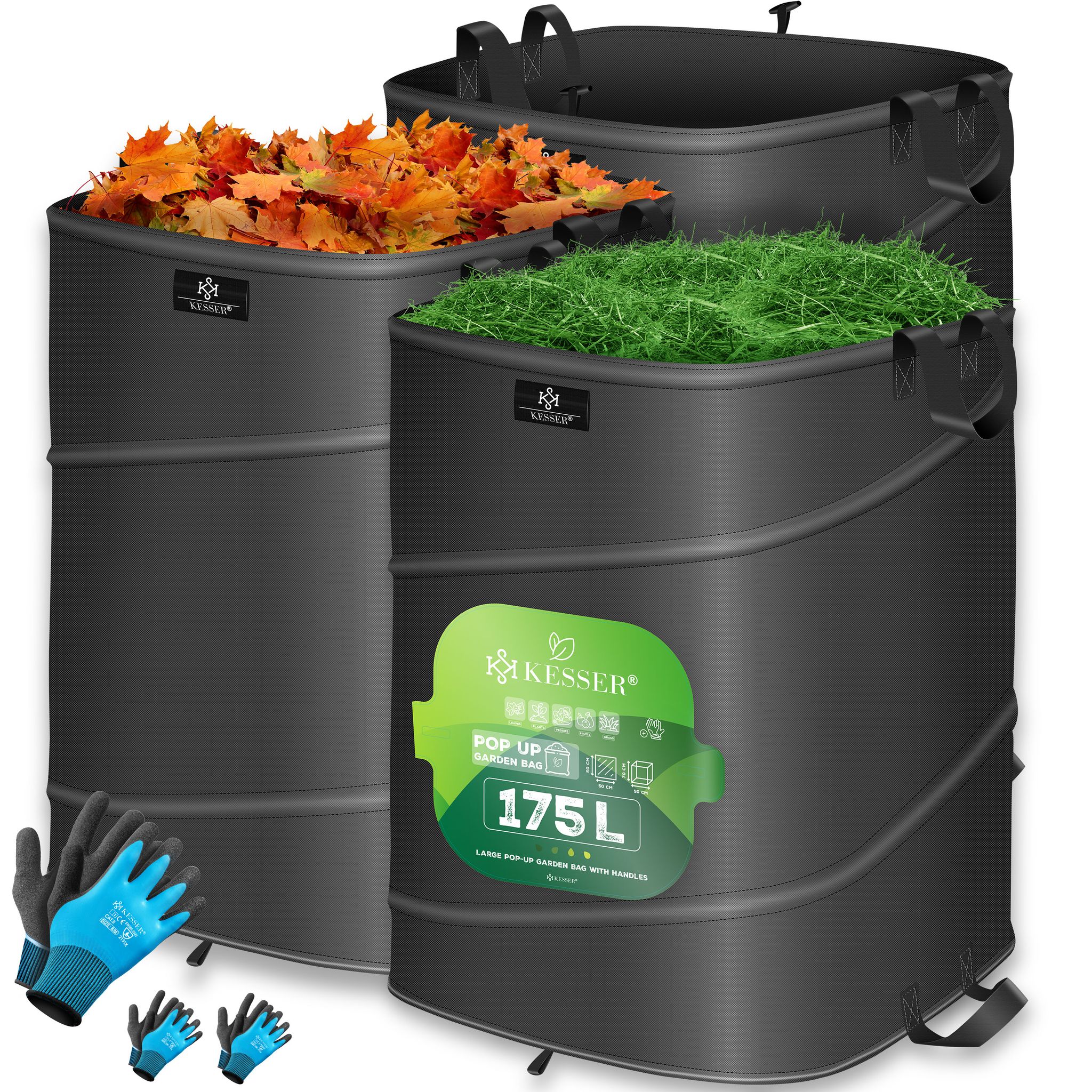 Kesser® Pop-up-gartensack, Selbststehend - 3x 175 L, Anthrazit / Schwarz