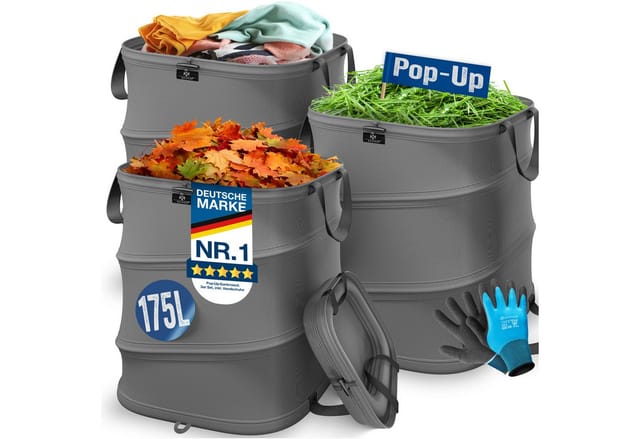 Kesser® Pop-up-gartensack, Selbststehend - 3x 175 L, Anthrazit / Schwarz