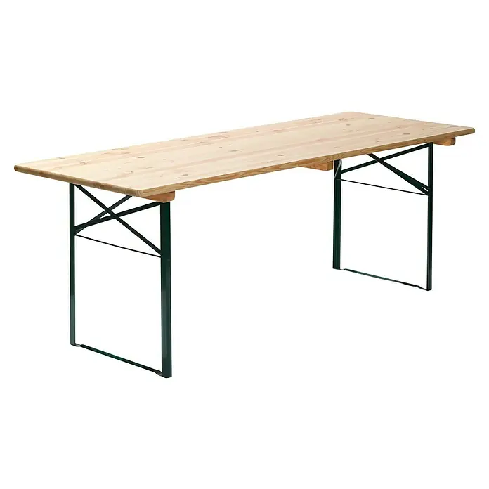 Feros Biertisch (L x B x H: 220 x 70 x 78 cm, Stahl, Kiefer, Rechteckig, Braun/Schwarz)
