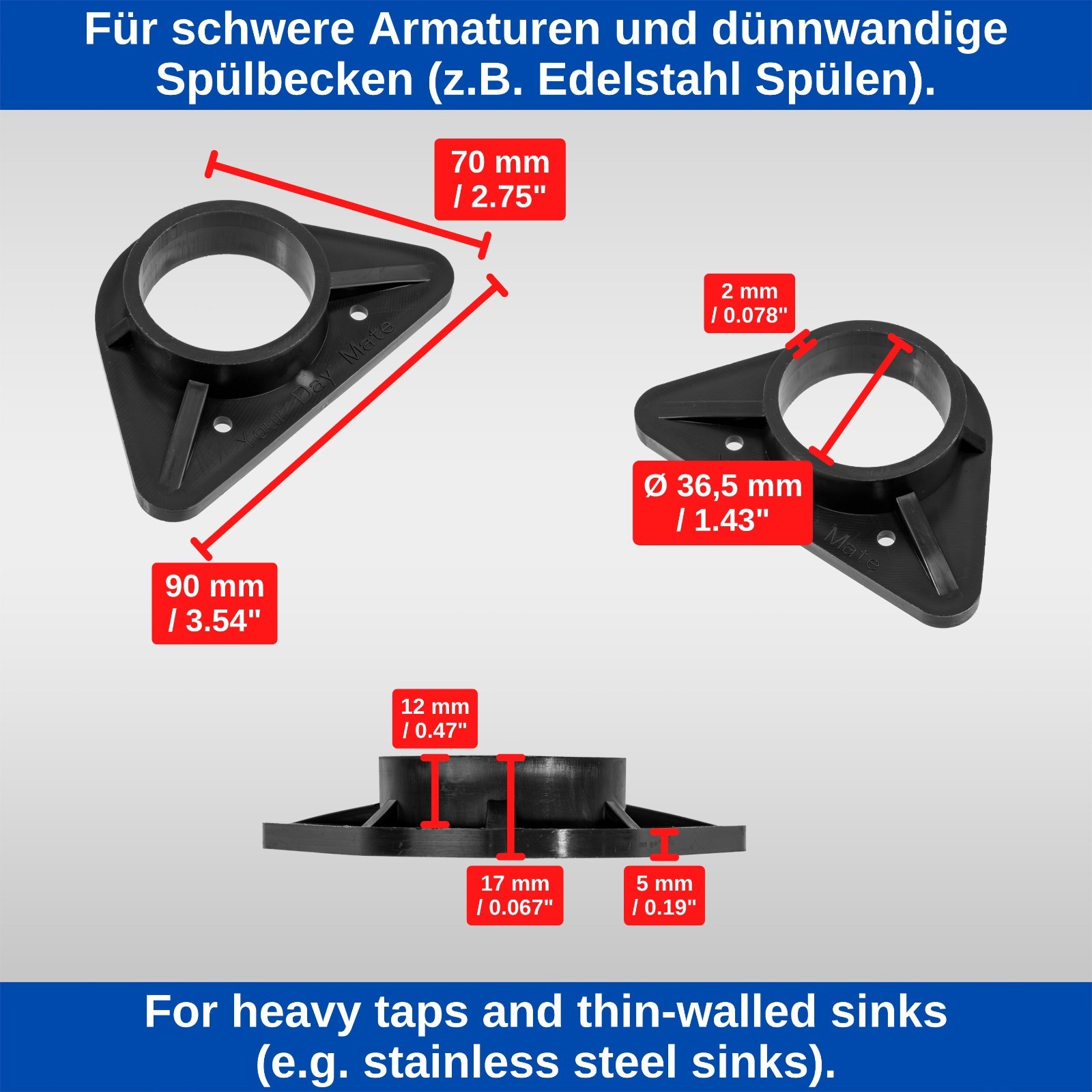 Wasserhahn Stabilisator Spülbecken Ø36,5mm ABS Verstärkung für Küchenarmatur Bild 3