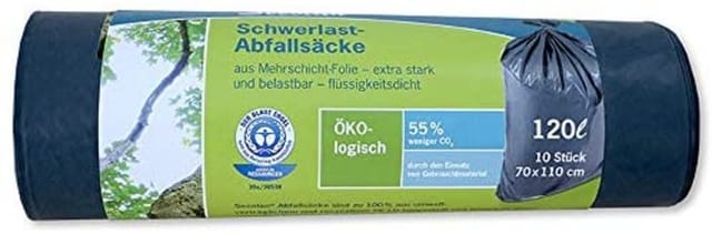 Secolan - 1x10 Schwerlast Abfall- Säcke 120 L Grau/schwarz