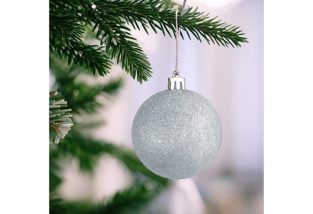 Relaxdays Weihnachtskugeln Kunststoff Silber Bruchsicher 30er Set 7 cm x 6 cm