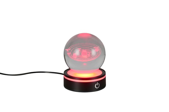 Reality LED-Tischleuchte Rosebud Fun Planeten Ø 8 cm kaltweiß schwarz matt