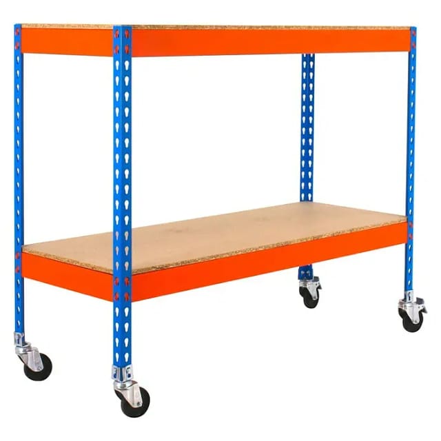 Simonrack Praktisches Regal Blau Orange Holz 2 Ebenen