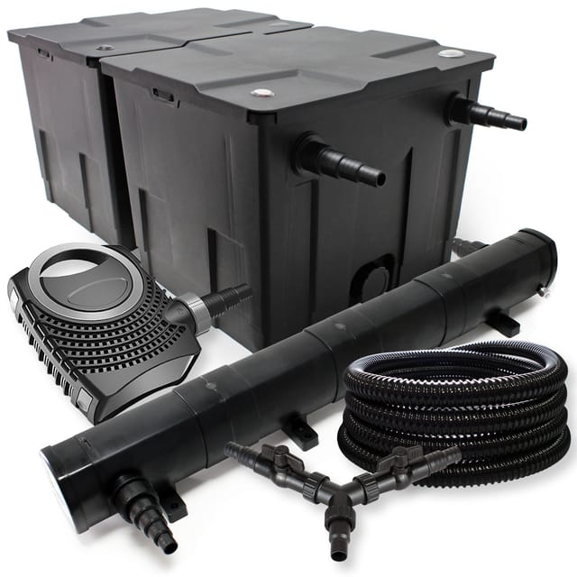 Wiltec - Sunsun Komplettset: Cbf-350b Teichfilter Bis 60000 L Teichfilteranlage Durchlauffilter, Neo10000 Teichpumpe 10000l/h 80w, Cuv-272 Teichklärer Uvc Klärer Mit 72w, 25m Teichschlauch 25 Mm, Y-verteiler