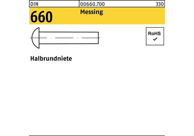 Din 660 Halbrundniete Messing 3 X 6 Ms S 1000 Stk