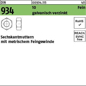 Sechskantmutter Din 934 M 24 X 1,5 Stahl Galvanisch Verzinkt 50 Stk