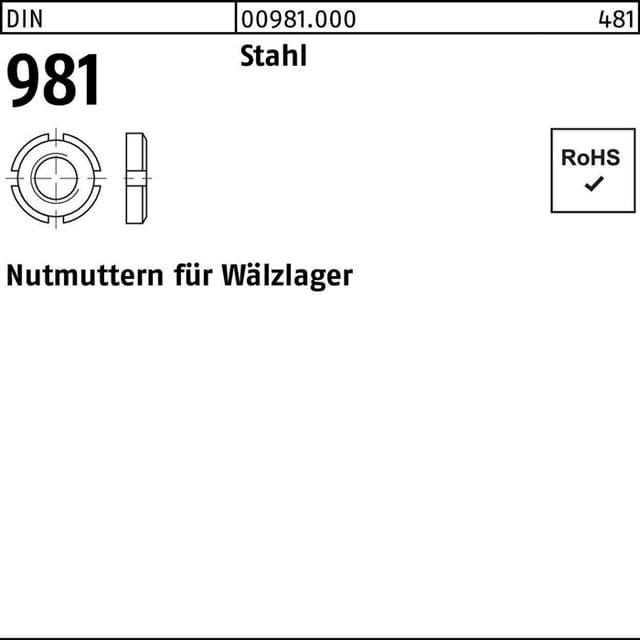 Din 981 Nutmuttern Für Wälzlager 14 H Km 2 M 15 X 1 S 10 Stk