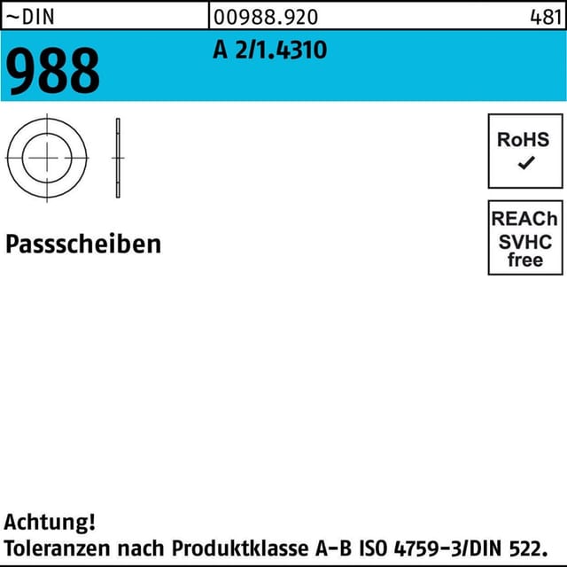 Din 988 Passscheibe Stahl 1.4301 25x35x0,2mm Tol. Iso 4759-3/a-b 1000 Stk