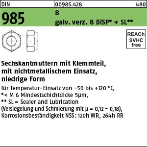 Sechskantmutter Din 985 M.klemmteil M 3 6-8 Galv. Verz.