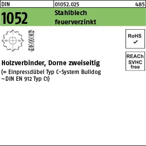 Din 1052 Holzverbinder Blechdorne Typ C, Tzn, Zweiseitig, 75 Üh Tzn S 100 Stk