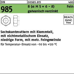 Selbstsichernde Sechskantmutter Din 985 M 10 X 1 Stahl Galvanisch Verzinkt 500 Stk