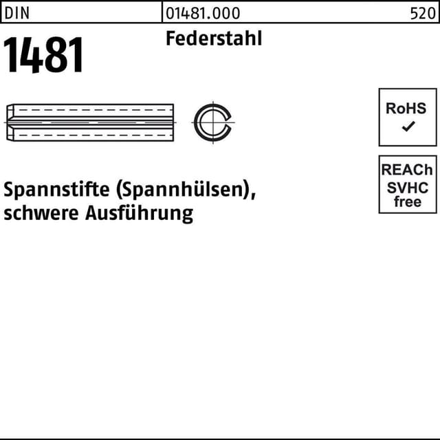 Din 1481/iso 8752 Spannstifte Federstahl 10 X 45 K 250 Stk