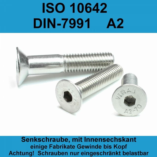 Senkschraube Iso 10642 Innensechskant M 4 X 8 A 2
