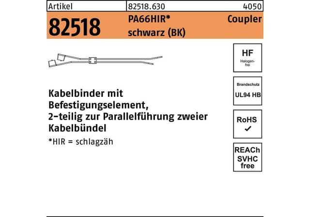 Kabelbinder R 82518 7,6 X 380/100 Pa66hir Schwarz
