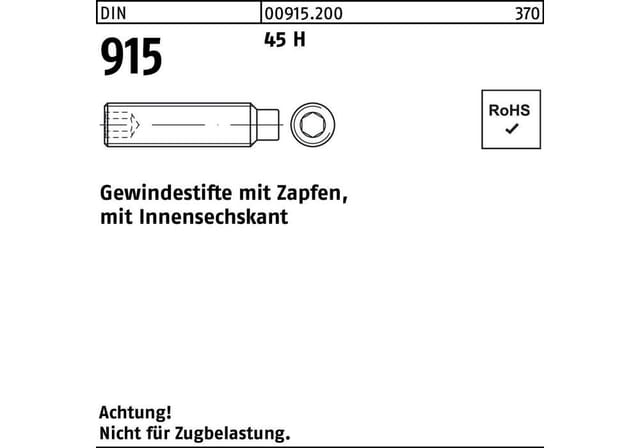 Gewindestift Din 915 M.zapfen/innensechskant M 5 X 5 45 H