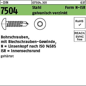 Bohrschraube Din 7504 M.innensechsrund N 4,2 X 25 -t20 Stahl Galvanisch Verzinkt Galvanisch Verzinkt / Stahl