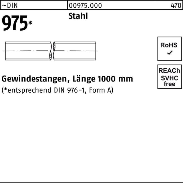 Din 975 Gewindestange Vg M10x1000 Stahl Blank